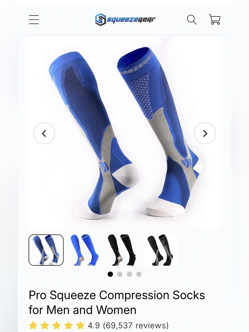 Pro Squeeze Compression Socks - Blue & Black - 6 pairs - washed but not used